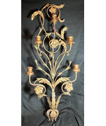 Vintage Wrought Iron Gold Paint or Gilt &amp; Wood Large Italian MCM Candle ... - $4,605.93 MXN