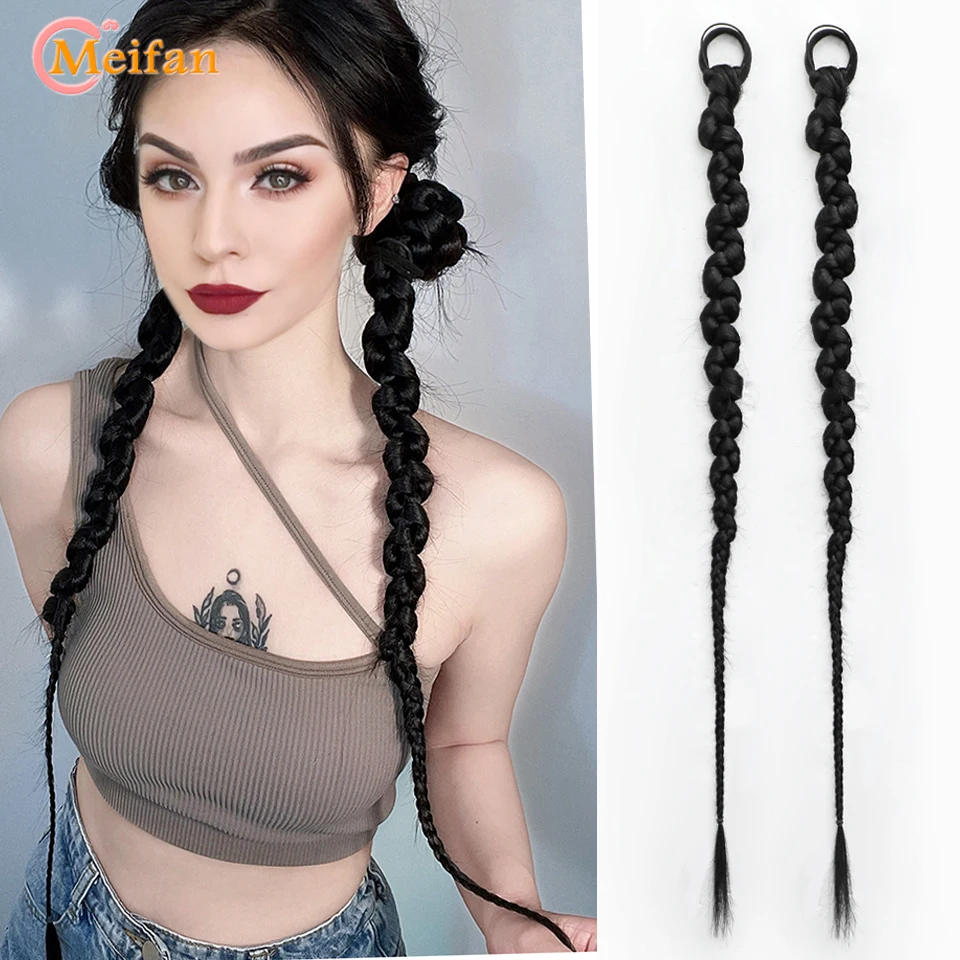 MEIFAN Synthetic Long Twisted Boxing Pigtail Chignon Tail With Rubber Band - £9.44 GBP+