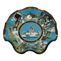 Vintage Walt Disney World Park Souvenir Ruffled Glass Bowl Trinket Magic... - $26.18