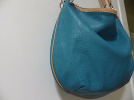 MAXX New York Leather Shoulder Bag Satchel Turquoise Blue Undyed Leather - $29.70