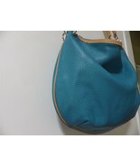 MAXX New York Leather Shoulder Bag Satchel Turquoise Blue Undyed Leather - £23.37 GBP
