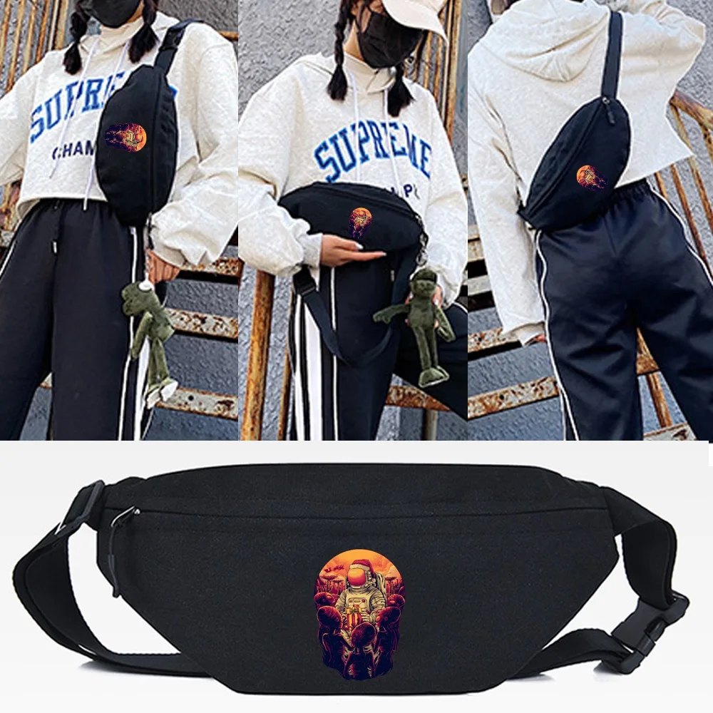 Waist Bags for Tote Bags 2023 New Canvas Fashion Monster Airman Printing Leisure - $61.38