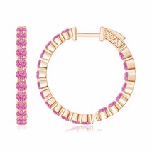 Natural Pink Sapphire Hoops Earrings for Women in 14K Gold (Grade-AA , 2.1MM) - £1,182.57 GBP
