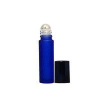 Perfume Studio Blue Roll On Glass Bottles 10 ml (5, Frosted Cobalt Glass Metal B - £8.78 GBP