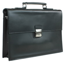 Vagarant Traveler 18 in. Slim Full Grain Leather Briefcase Laptop Bag w/Latch Lo - £159.04 GBP