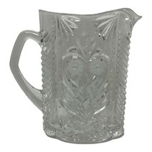 Vintage IMPERIAL Crystal Pitcher Heavy Cut-to-Clear Etched/Frosted Heart Floral - £42.49 GBP