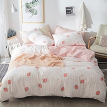 Pink Strawberry Duvet Cover Set Twin Kawaii Kids Girls Bedding Set Cotton Strawb - £70.56 GBP