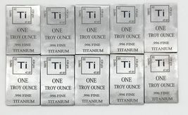 Lot of 10 x 1 Ounce Oz , Titanium Bullion Bar .996 Fine, Pure titanium ,... - $88.08