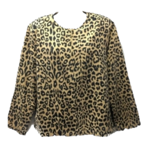 Cathy Daniels Womens Jacket Coat Beige Black Leopard Print Full Zip Crew... - £27.02 GBP