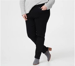 Denim &amp; Co. Cozy Touch Denim Full-Length Straight Jeans (Black, Reg 2) A388183 - $19.61