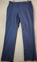 Tommy Hilfiger Pants Womens Size 36x32 Blue Plaid Polyester Pockets Flat Front - £12.96 GBP