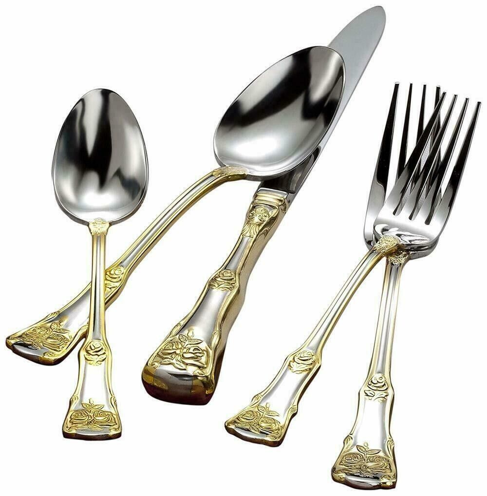 Royal Albert Old Country Roses 18/10 Stainless Steel Flatware 5-Piece Setting - £63.22 GBP