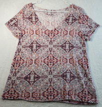 Aéropostale T Shirt Top Womens Small Multi Geo Print 100% Polyester Shor... - $13.05