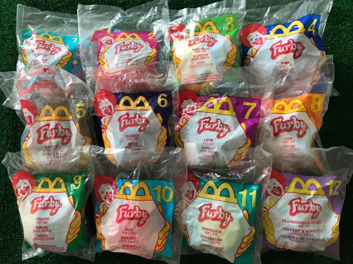 McDonald's 2000 Happy Meal Furby Plush Keychain Clip Toys Complete Set of 12 New - $46.74