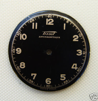 Tissot KILLER NOS Orig Black Wristwatch Dial 1930 - $64.99
