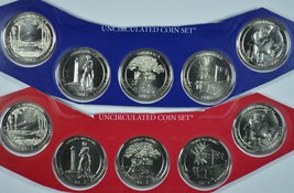 2013 P &amp; D America the Beautiful uncirculated quarters in mint cello - £10.99 GBP