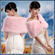 Fluffy Pink Faux Fur Evening Capet Shrug Wrap 