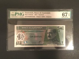 Guatemala 1 Quatezal Banknote World Paper Money UNC PMG EPQ 67 Superb Ge... - $49.50