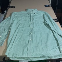 Tommy Hilfiger Shirt Mens Large Green Check Button Up Vintage Long Hound... - $13.85