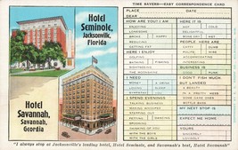 JACKSONVILLE FL &amp; SAVANNAH GA~HOTEL-TIME SAVERS CORRESPONDENCE~1920s POS... - £8.78 GBP