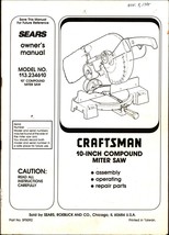 Craftsman 113.234610  compound miter saw owners manual - $22.24