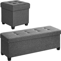 43.3 Inches Storage Ottoman And 15 Inches Cube Storage Ottoman Bundle, F... - £159.32 GBP