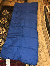 Defect Adult Sleeping Bag Blue Shell &amp; Gray interior 33x75 W/ Elastic Straps - £35.19 GBP