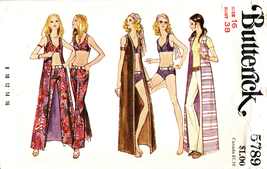 Misses' Swimsuit, COVER-UP & Pants Vtg 1970's Butterick Pattern 5789 Size 16 - £19.98 GBP