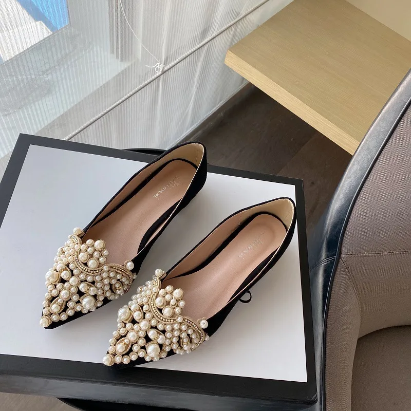 New Crown  soft Flats Wedding Shoes Pointed Toe Women Dress Moccasins Low  Heel  - £152.45 GBP