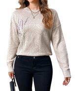 Women's Floral Print Long Sleeve Crew Neck Sweater,Long Sleeve Tops,Knit... - $49.49
