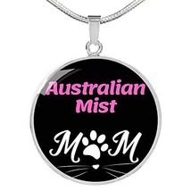 Australian Mist Cat Mom Necklace Circle Pendant Stainless Steel Or 18k Gold 18-2 - £46.68 GBP
