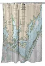 Betsy Drake Beaufort Inlet and Part of Core Sound, NC Nautical Map Shower - £87.02 GBP