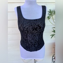 VTG y2k Victoria Secret Lace Corset Top Sexy Goth Floral Crushed Velvet 90s 2000 - £22.09 GBP