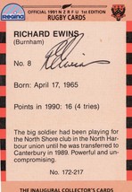 Richard Ewins Canterbury NZ Rugby Team Hand Signed Card Photo - £10.37 GBP