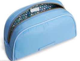 Vera Bradley Preppy Poly Small Cosmetic Bag Sky Blue Bloom Pink New - £35.84 GBP