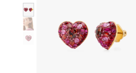 Kate Spade Something Sparkly Red Multi Heart Stud Earrings NIB - $39.60