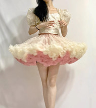 A-line Champagne Pink Mini Tulle Skirt Custom Plus Size Ballet Tulle Skirt