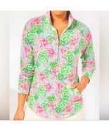 NWT Lilly Pulitzer Surf Blue So Shellegant Skipper Popover LS Mock - L - $89.99