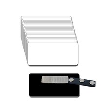 25 BLANK WHITE / BLACK NAME BADGE KIT (U) MAGNETS 2 X 3 TAGS 1/8&quot; CORNERS - $57.00