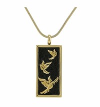 Stainless Steel/14K Gold Plated Bronze Embossed Doves Cremation Pendant w/chain - £99.81 GBP