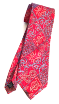 Christian Dior Monsieur Men&#39;s Neck Tie 100% Silk Red Blue Abstract Desig... - $44.65