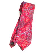 Christian Dior Monsieur Men&#39;s Neck Tie 100% Silk Red Blue Abstract Desig... - $44.65