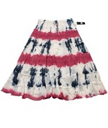 Metrowear Skirt Womens L White Tie Dye Gauzy Midi Tiered Raw Edge Boho F... - €23,45 EUR