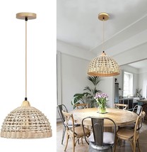 FRIDEKO HOME Rattan Pendant Lights - Hanging Lamp Boho Wicker Pendant Light - £22.77 GBP