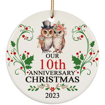 Our 10th Anniversary Christmas 2023 Ornament Gift 10 Years Owl Couple In Love - £11.64 GBP