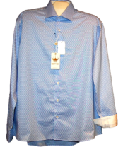 Bertigo Blue White  Dot Cotton Stylish Men&#39;s Dress Shirt Size US XL EU 5 - £73.05 GBP