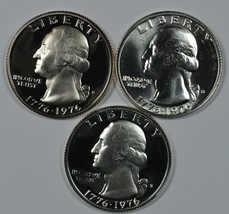 1976 S Washington clad proof, 40% silver BU and 40% Silver Proof quarters - £14.30 GBP