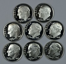 1992 - 1999 S Roosevelt silver proof dime set - £41.56 GBP