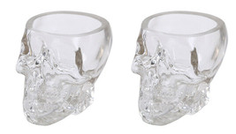 Set of 2 Translucent Acrylic Skeleton Skull Face Liquor Shot Glass Shooters - £15.97 GBP