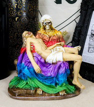 Ebros Santa Muerte Piadosa Rainbow Robe Statue La Pieta Of The Most Holy... - $39.99